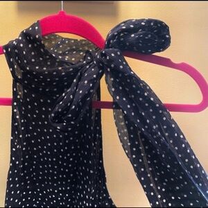 RIXO Navy Evening Gown with White Polka Dots